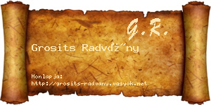 Grosits Radvány névjegykártya
